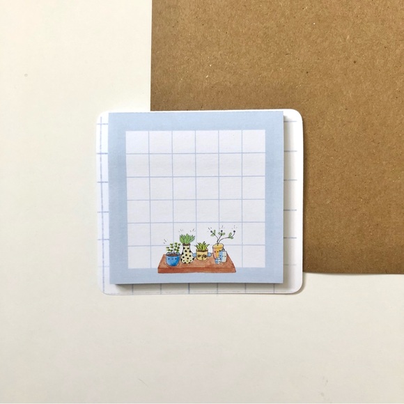 🏷️ handmade bookshelf plant blue grid kawaii sticky notes - Picture 11 of 14